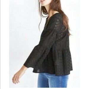 Madewell XS black eyelet top